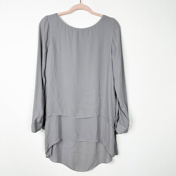 2/$30 White House Black Market High Low Layered Tunic Top Gray 10 #A0418 - Picture 3 of 8